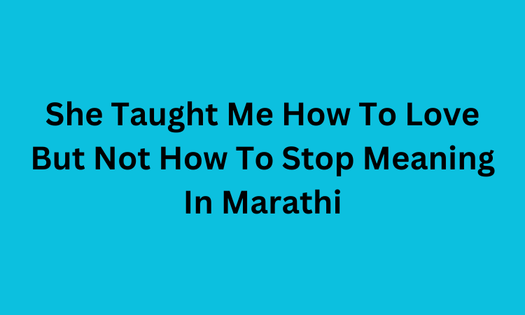 She Taught Me How To Love But Not How To Stop Meaning In Marathi