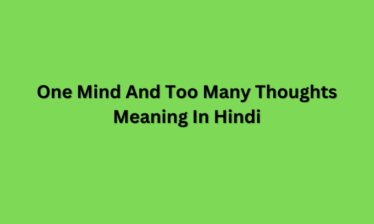 One Mind And Too Many Thoughts Meaning In Hindi