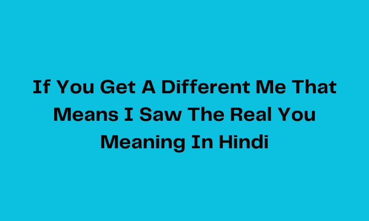 If You Get A Different Me That Means I Saw The Real You Meaning In Hindi