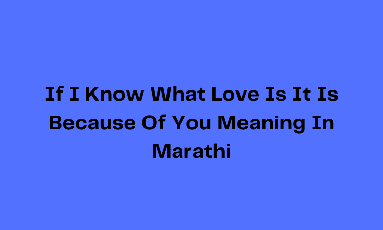 If I Know What Love Is It Is Because Of You Meaning In Marathi