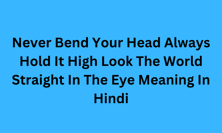 Never Bend Your Head Always Hold It High Look The World Straight In The Eye Meaning In Hindi