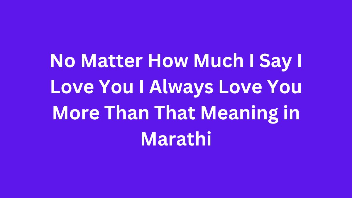 No Matter How Much I Say I Love You I Always Love You More Than That Meaning in Marathi