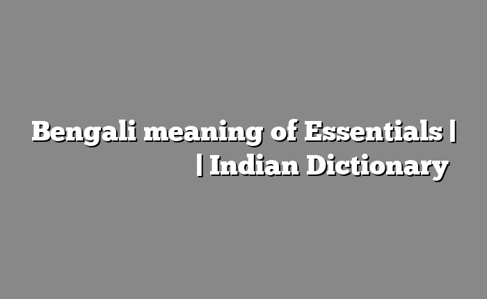 Bengali meaning of Essentials | বাংলায় সহজ ব্যাখ্যা | Indian Dictionary