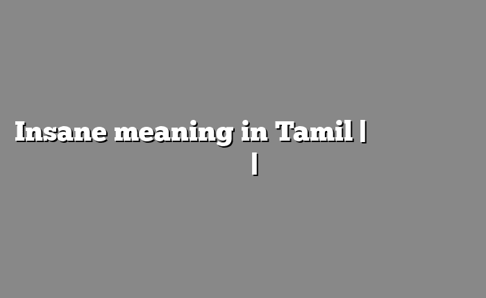 Insane meaning in Tamil | தமிழில் எளிதான அர்த்தம் | அகராதி