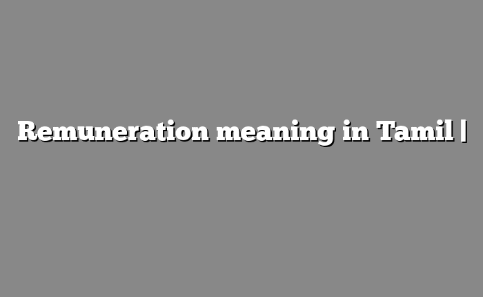 Remuneration meaning in Tamil | தமிழில் எளிதான அர்த்தம்