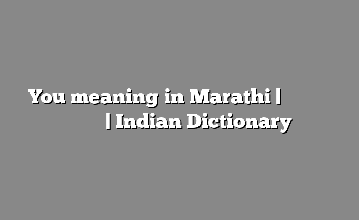 You meaning in Marathi | सोपा अर्थ मराठीत | Indian Dictionary