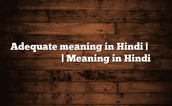 Adequate meaning in Hindi | आसान मतलब हिंदी में | Meaning in Hindi