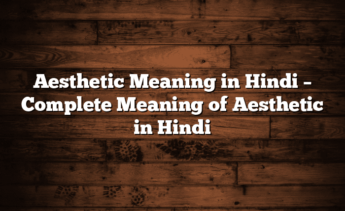 Aesthetic Meaning in Hindi – Complete Meaning of Aesthetic in Hindi