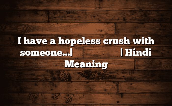 I have a hopeless crush with someone…| सोपा अर्थ मराठीत | Hindi Meaning