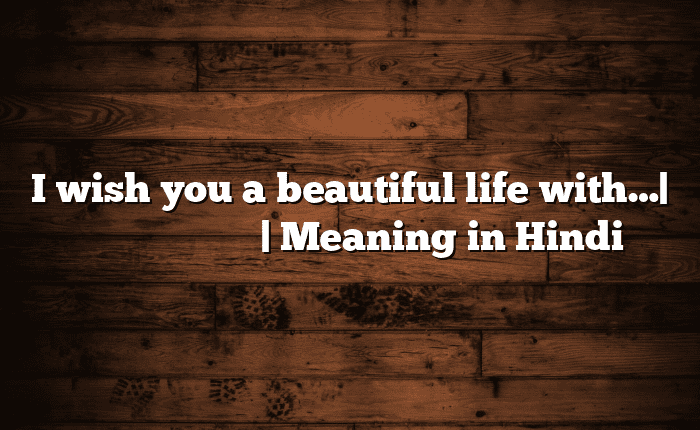 I wish you a beautiful life with…| सोपा अर्थ मराठीत | Meaning in Hindi