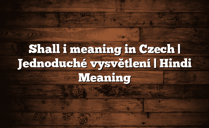 Shall i meaning in Czech | Jednoduché vysvětlení | Hindi Meaning