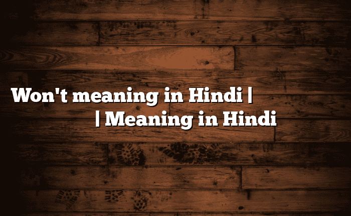 Won't meaning in Hindi | आसान मतलब हिंदी में | Meaning in Hindi